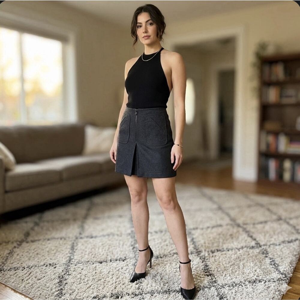 GAP Mini Skirt Black Sz4 Academia Preppy 90s Grunge Mod Retro Wool Y2K Career